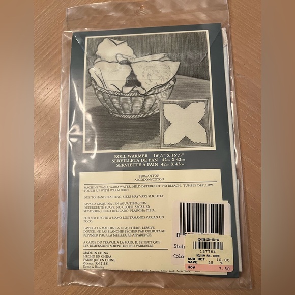 Vintage Lenox Linens Christmas Holiday embroidered roll warmer liner. - Picture 4 of 4